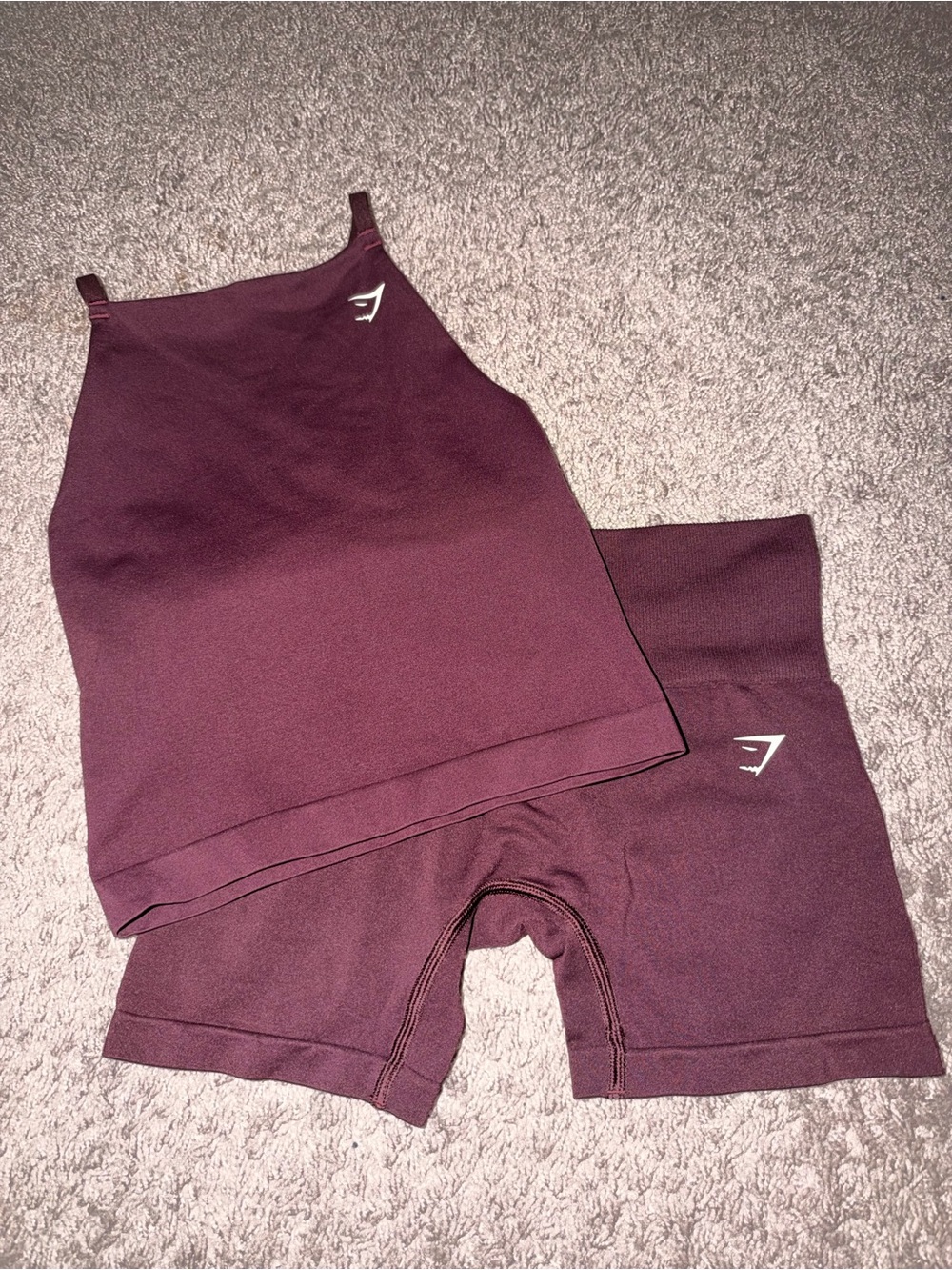 Gymshark Kids Burgundy Active Tank and Bike Shorts Set